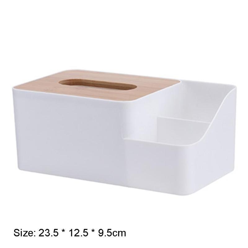 Multifunction Tissue Box Organizer with Bamboo Lid
