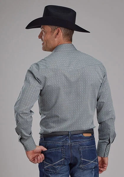 Men’s Tone-on-Tone Western Shirt – Grey
