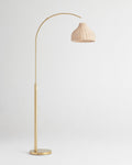Arc Floor Lamp with Wicker Shade – Color Options