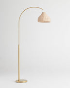 Arc Floor Lamp with Wicker Shade – Color Options