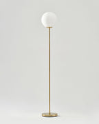 Globe LED Floor Lamp – Brass & Frosted Glass