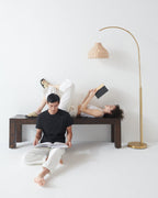 Arc Floor Lamp with Wicker Shade – Color Options
