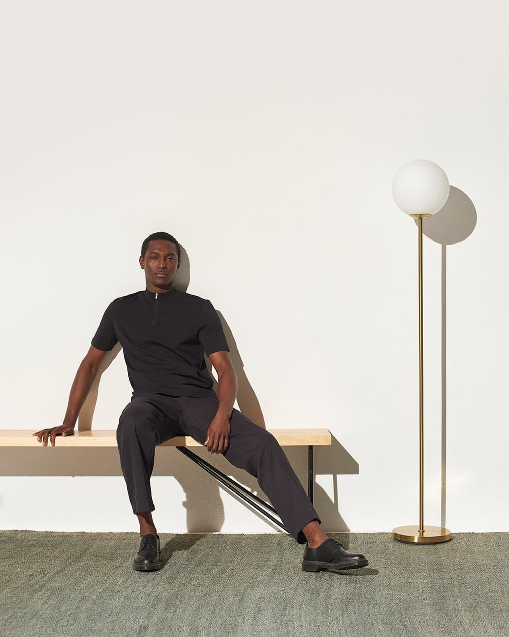 Globe LED Floor Lamp – Brass & Frosted Glass