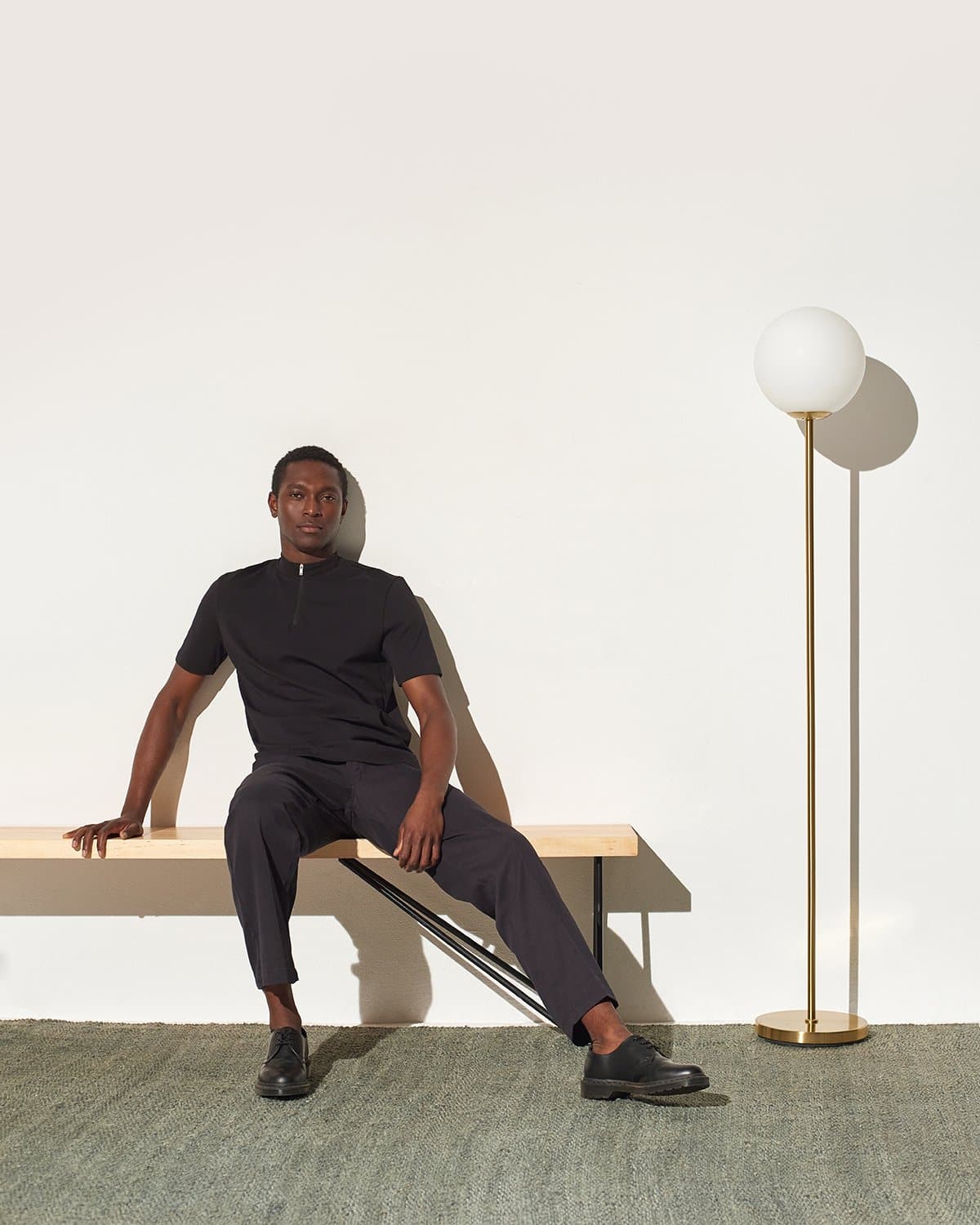 Globe LED Floor Lamp – Brass & Frosted Glass