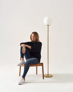 Globe LED Floor Lamp – Brass & Frosted Glass