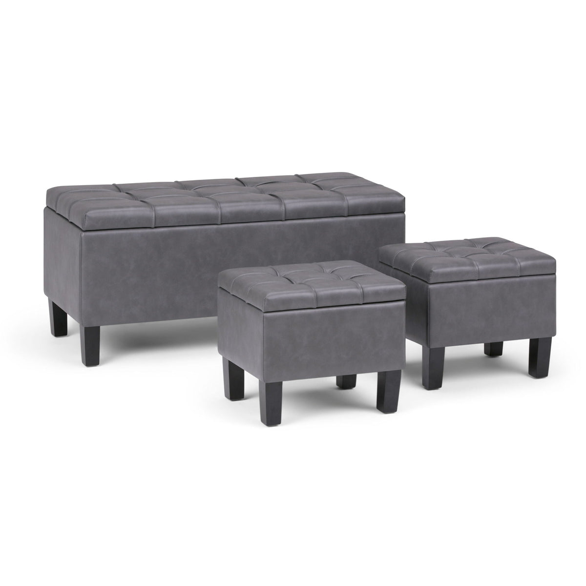3-Piece Tufted Storage Ottoman Set – Multiple Colors