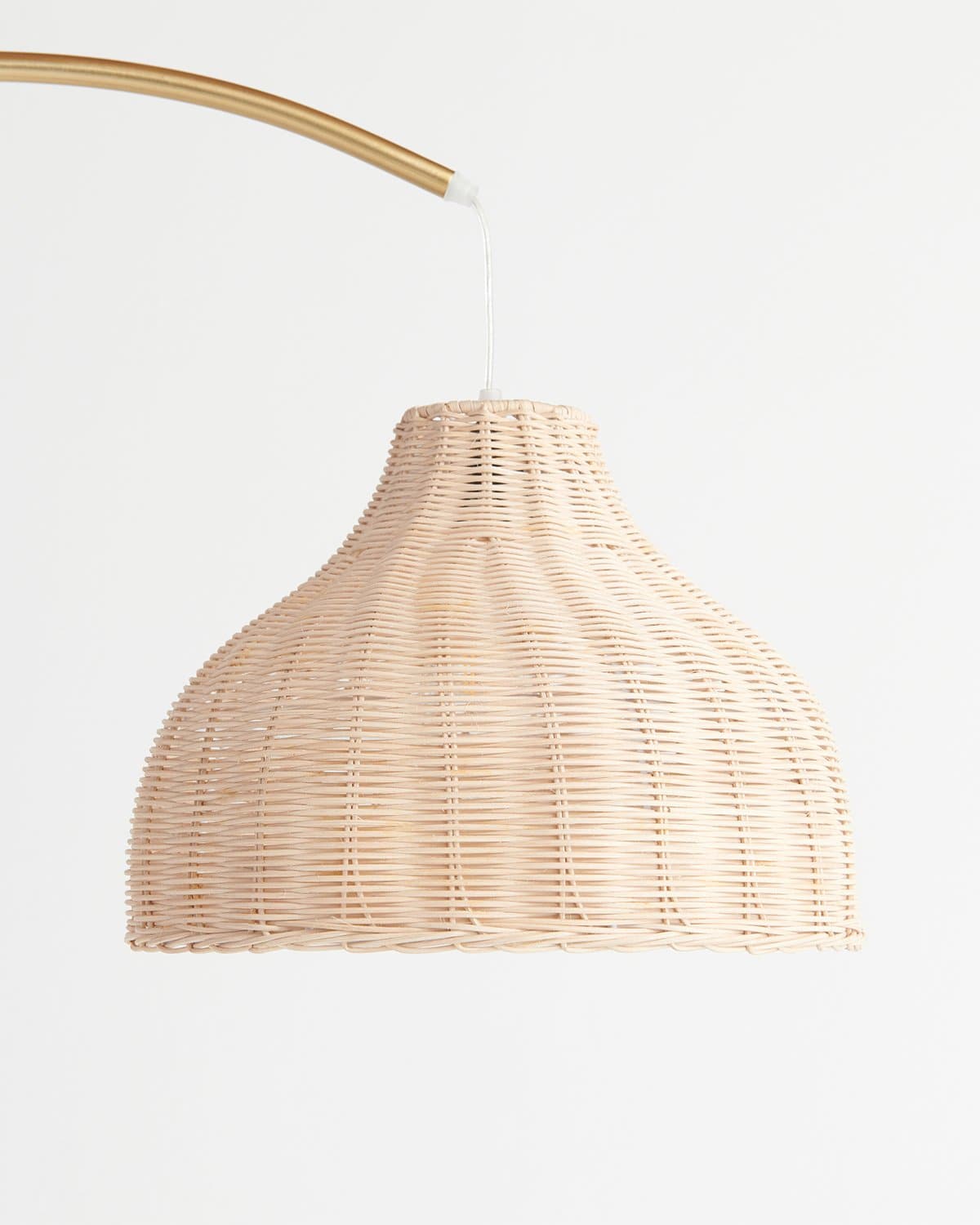 Arc Floor Lamp with Wicker Shade – Color Options