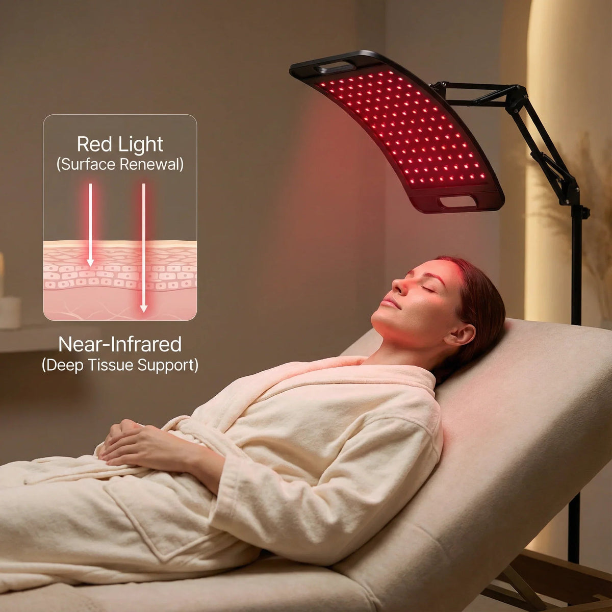 Red & Near-Infrared Light Therapy Lamp with Adjustable Stand
