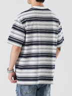 Men’s Plus Size Striped Oversized Crew Neck T-Shirt