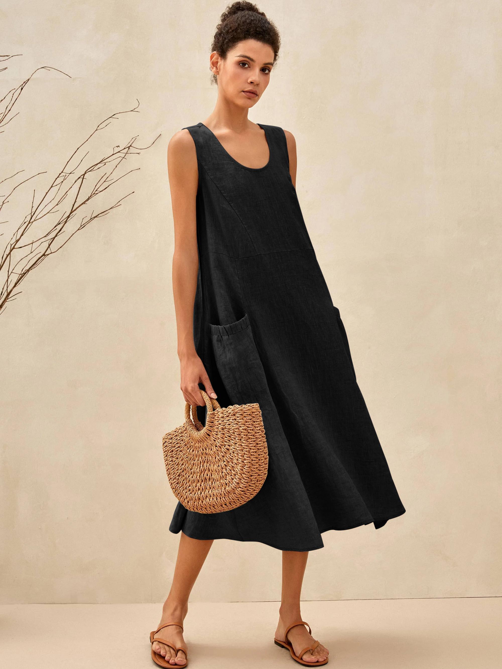 Women’s Relaxed Linen Midi Dress