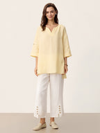Daphnea 100% Linen Curved-Hem Oversized Top