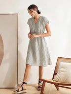 Women’s Striped Linen Elastic-Waist Dress