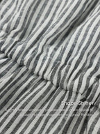 Women’s Striped Linen Elastic-Waist Dress