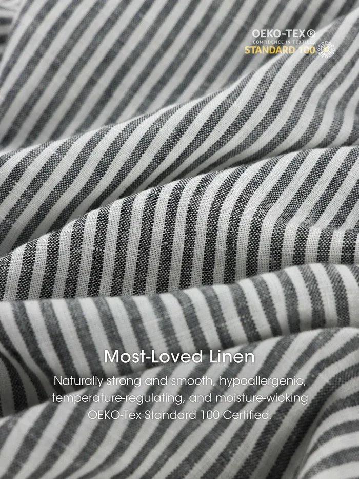 Women’s Striped Linen Elastic-Waist Dress
