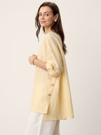 Daphnea 100% Linen Curved-Hem Oversized Top