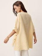 Daphnea 100% Linen Curved-Hem Oversized Top