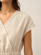 Women’s Striped Linen Elastic-Waist Dress