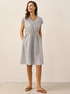 Women’s Striped Linen Elastic-Waist Dress