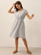 Women’s Striped Linen Elastic-Waist Dress