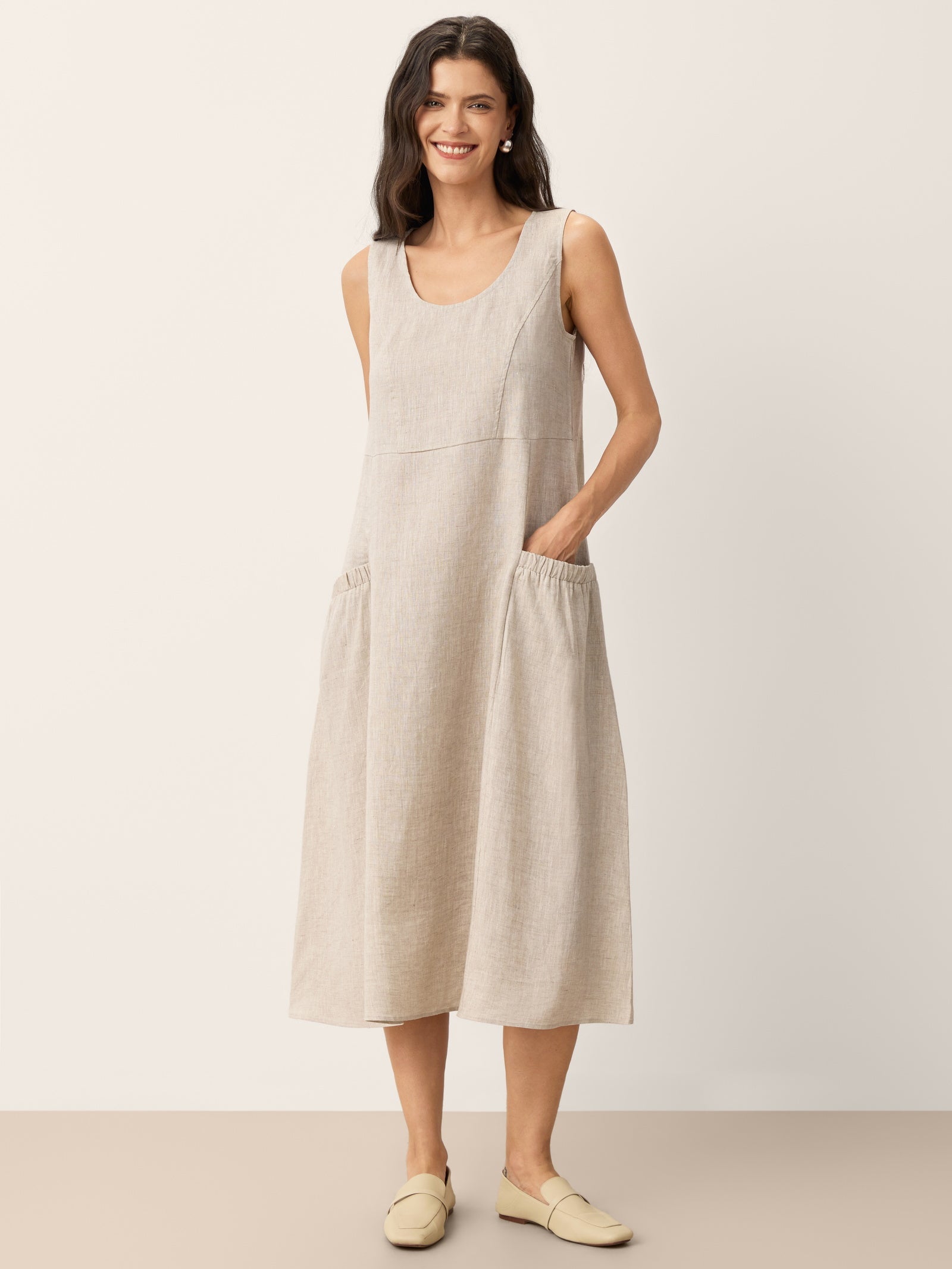 Women’s Relaxed Linen Midi Dress