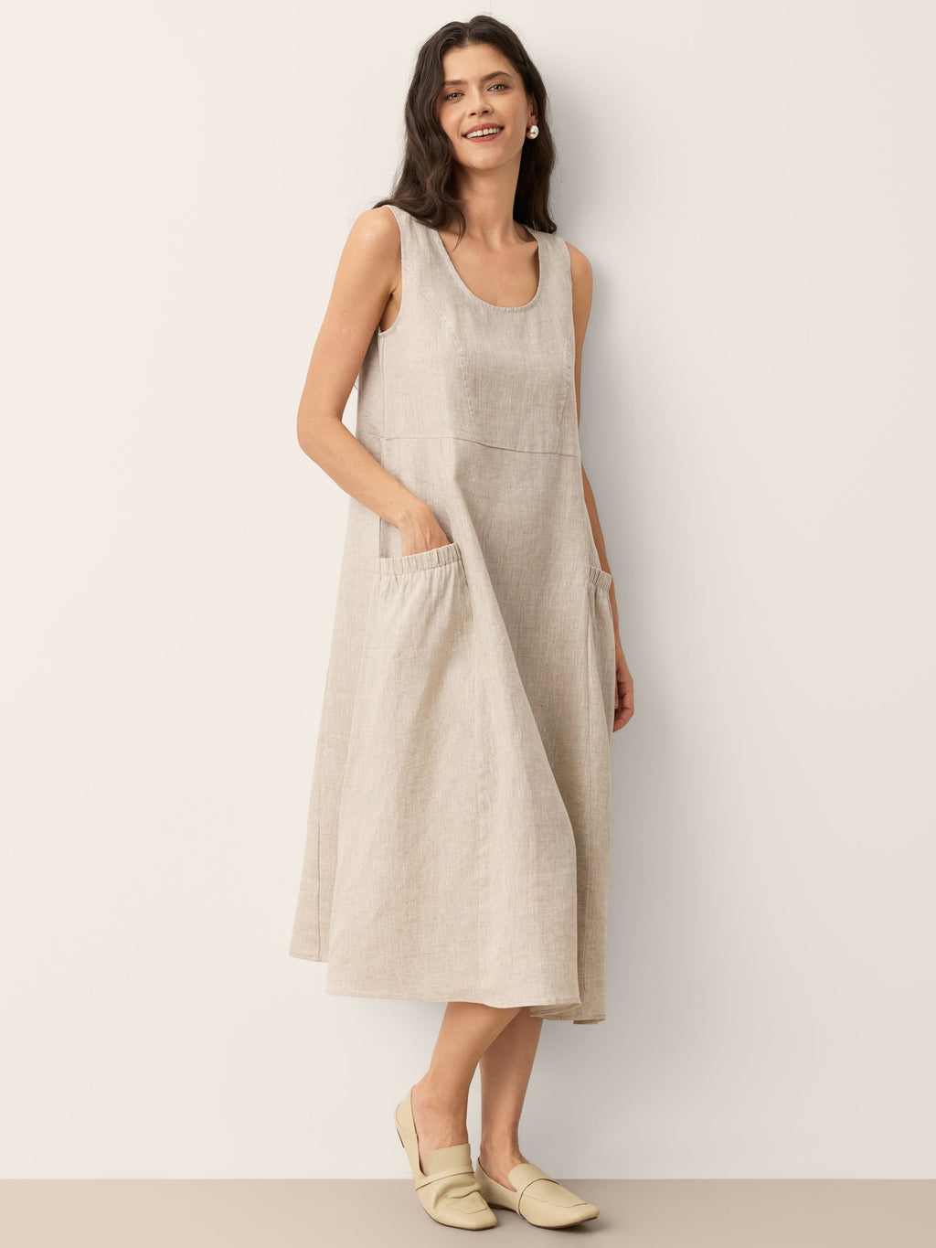 Women’s Relaxed Linen Midi Dress