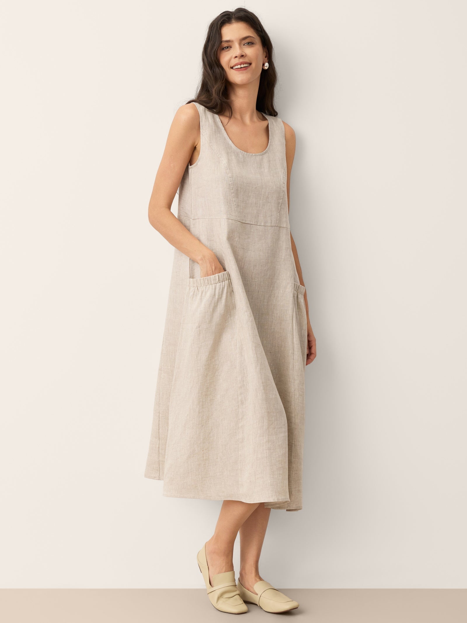 Women’s Relaxed Linen Midi Dress