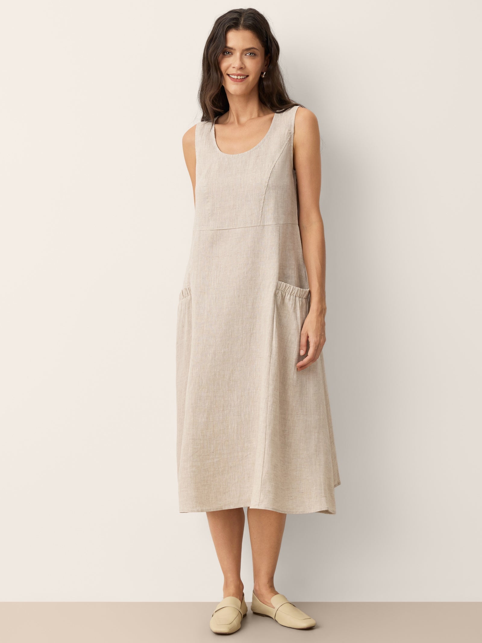 Women’s Relaxed Linen Midi Dress