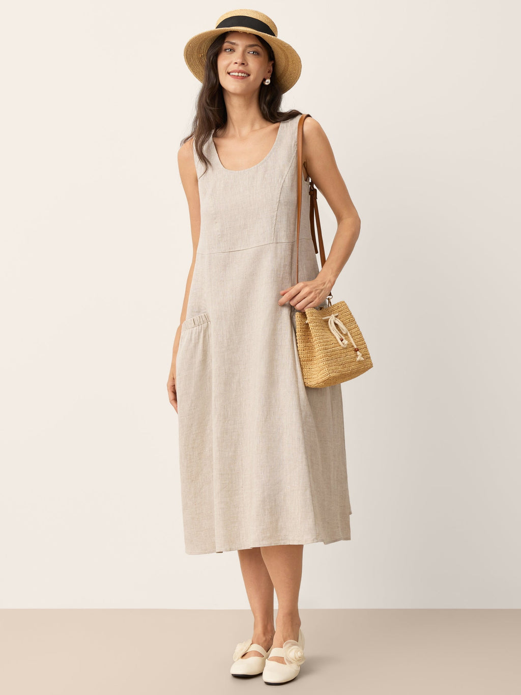 Women’s Relaxed Linen Midi Dress