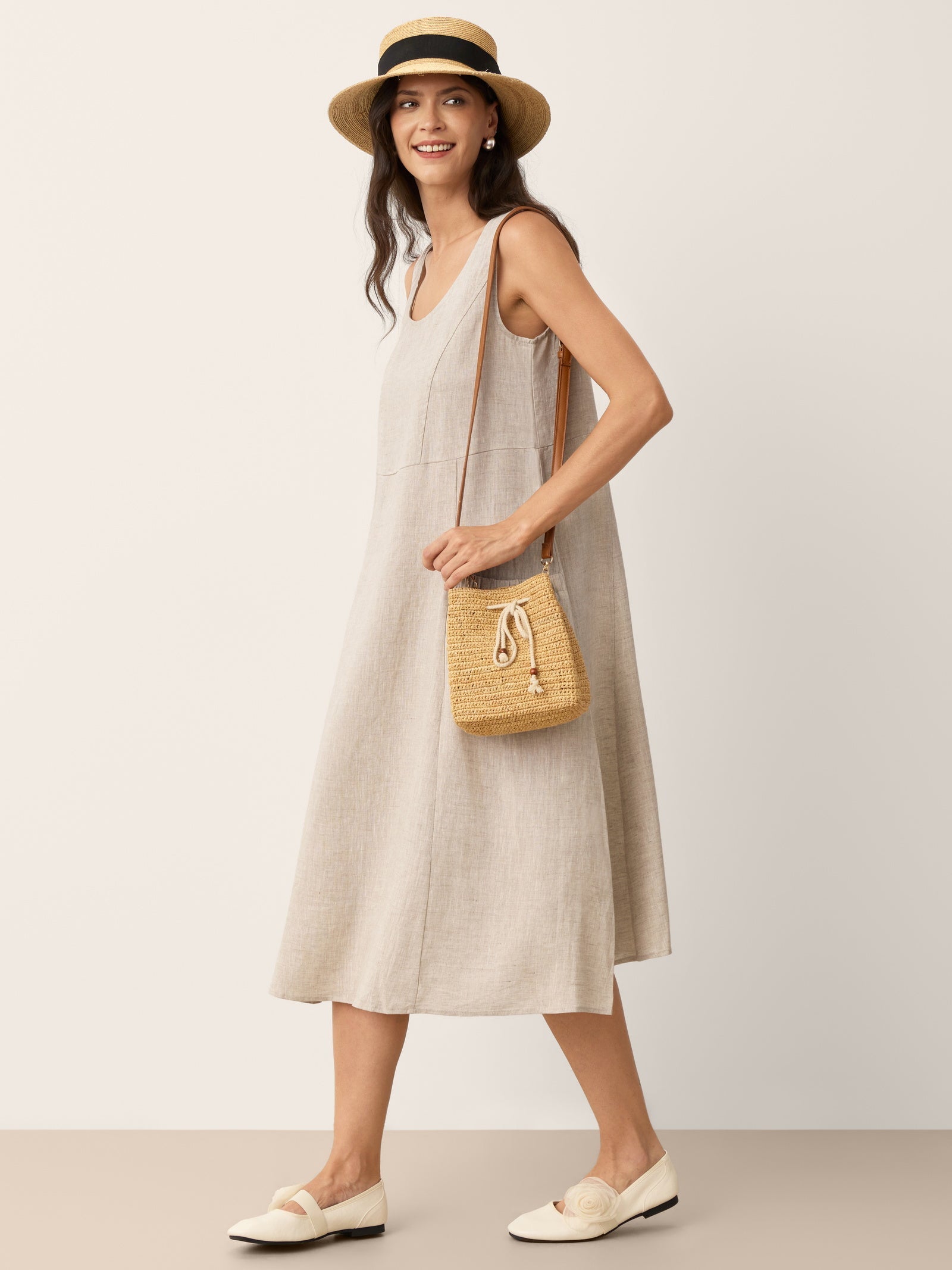Women’s Relaxed Linen Midi Dress