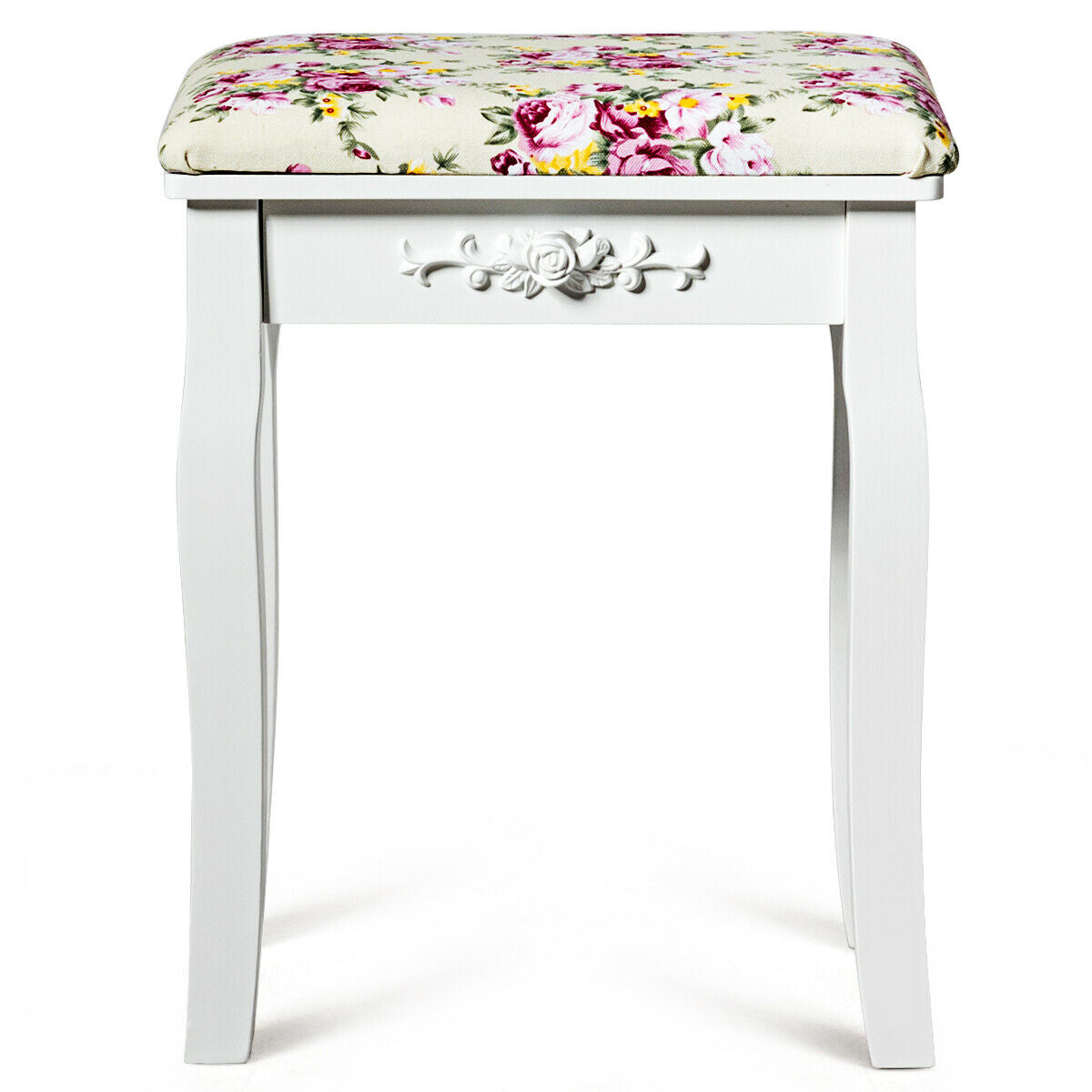Vanity Stool – Floral Upholstered, Color Options