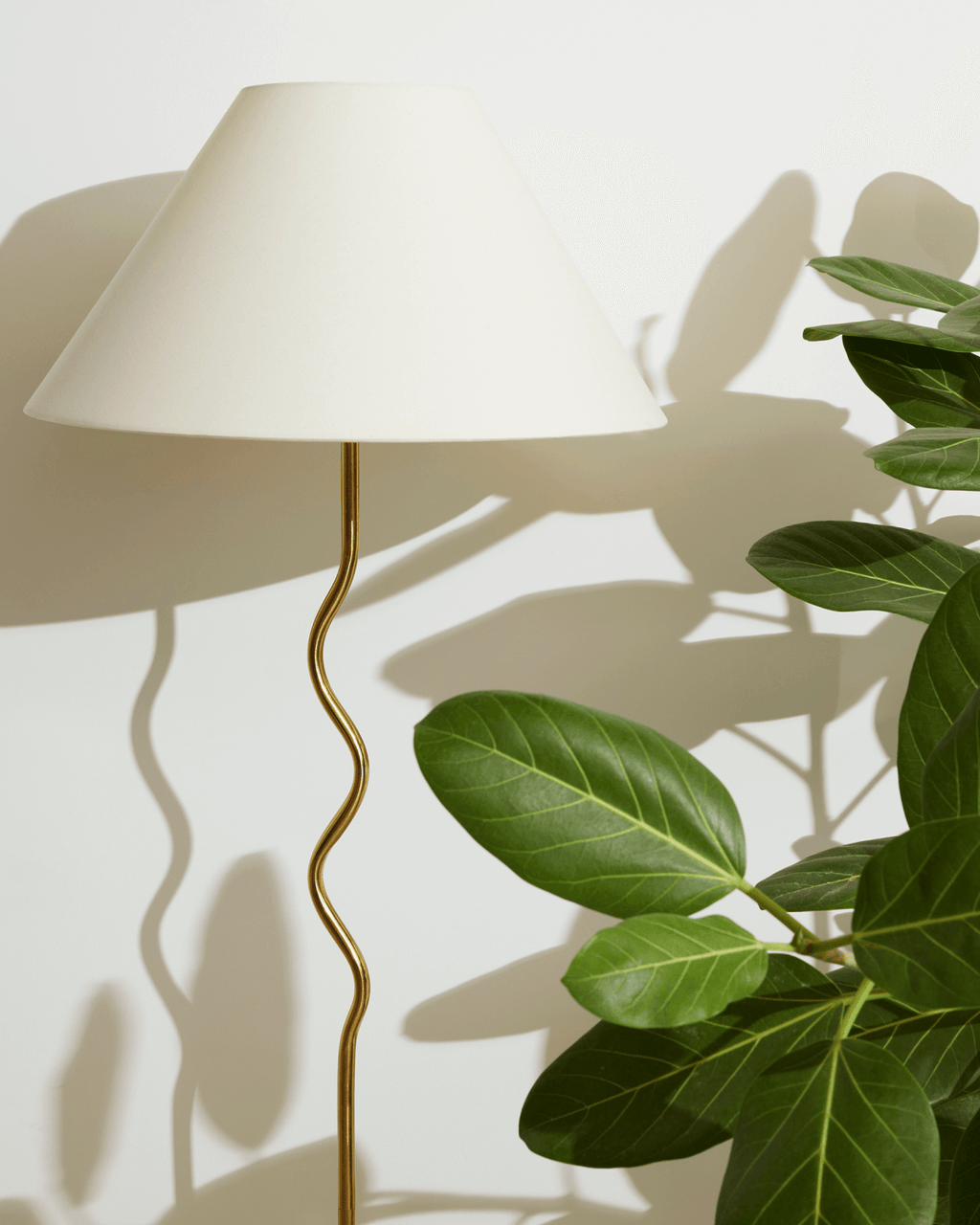 Curved Stem Floor Lamp with Fabric Shade – Color Options