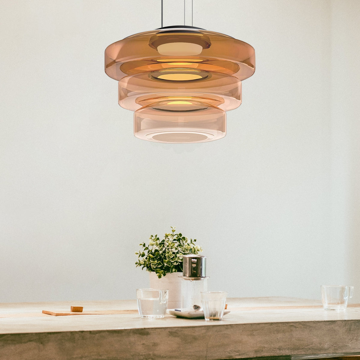 Bauhaus Layered Glass Pendant Light – Modern Ceiling Fixture