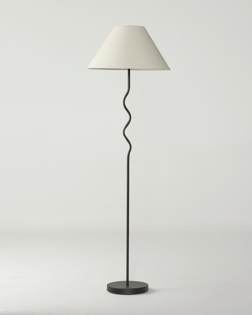 Curved Stem Floor Lamp with Fabric Shade – Color Options