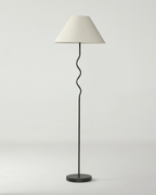 Curved Stem Floor Lamp with Fabric Shade – Color Options