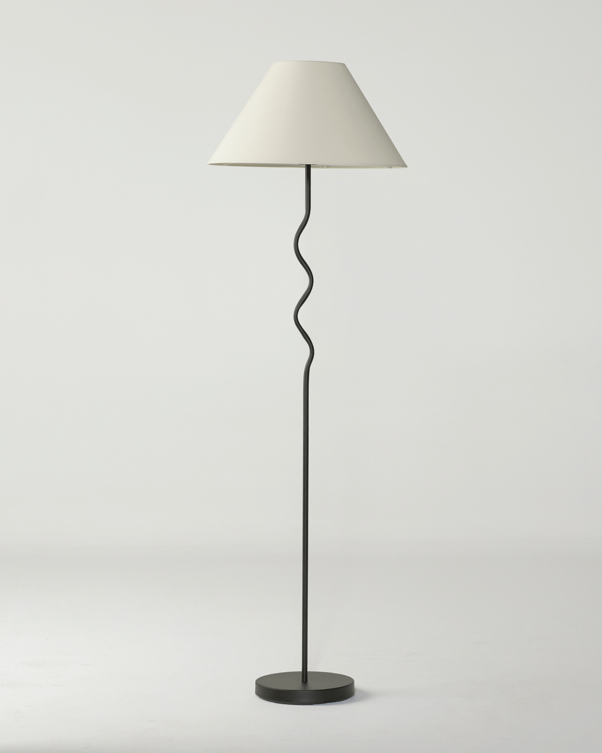 Curved Stem Floor Lamp with Fabric Shade – Color Options