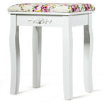 Vanity Stool – Floral Upholstered, Color Options