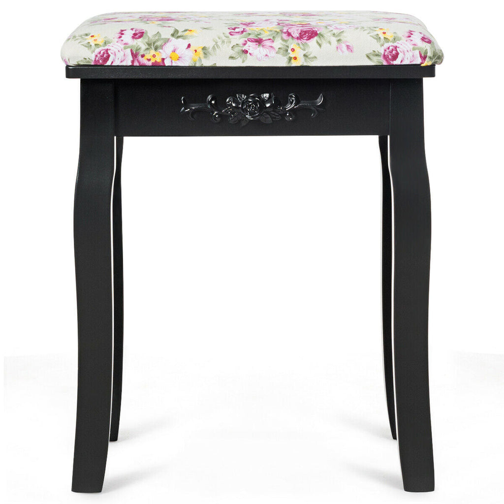 Vanity Stool – Floral Upholstered, Color Options