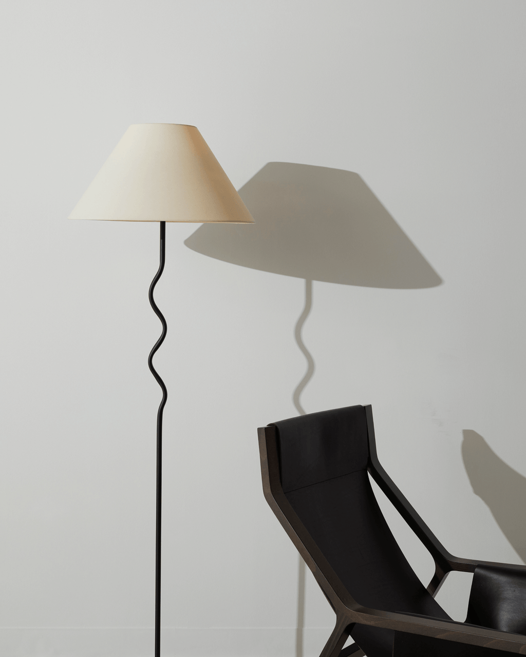 Curved Stem Floor Lamp with Fabric Shade – Color Options