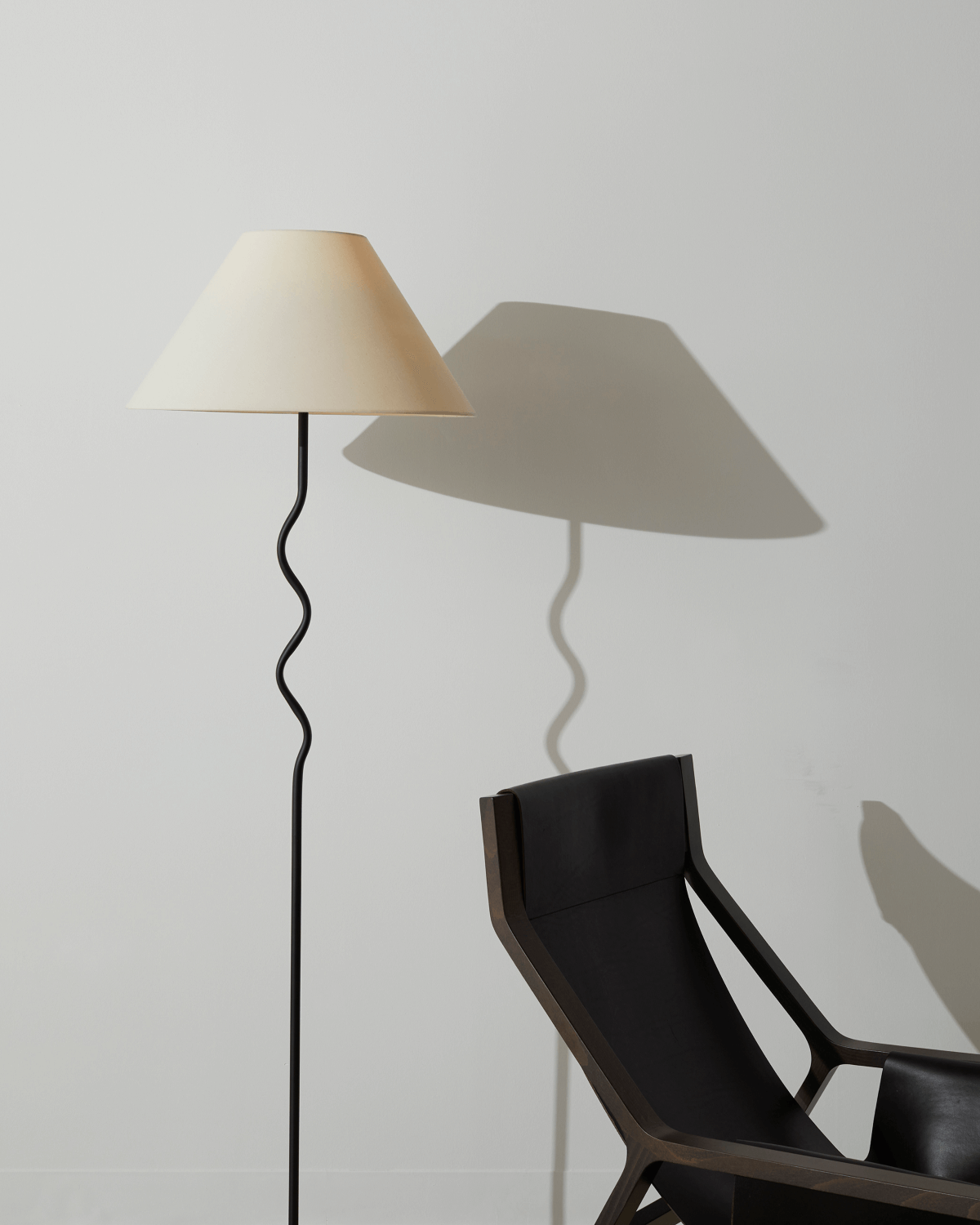 Curved Stem Floor Lamp with Fabric Shade – Color Options