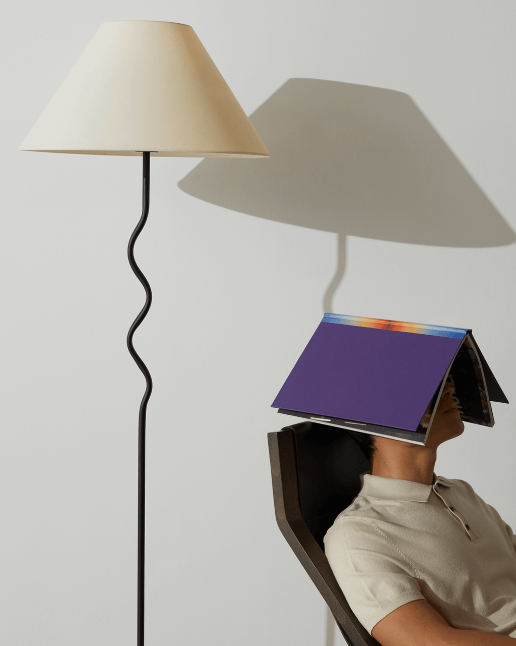 Curved Stem Floor Lamp with Fabric Shade – Color Options