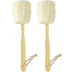 Natural Loofah Back Bath Brush – 2 Pack (Wood Handle)