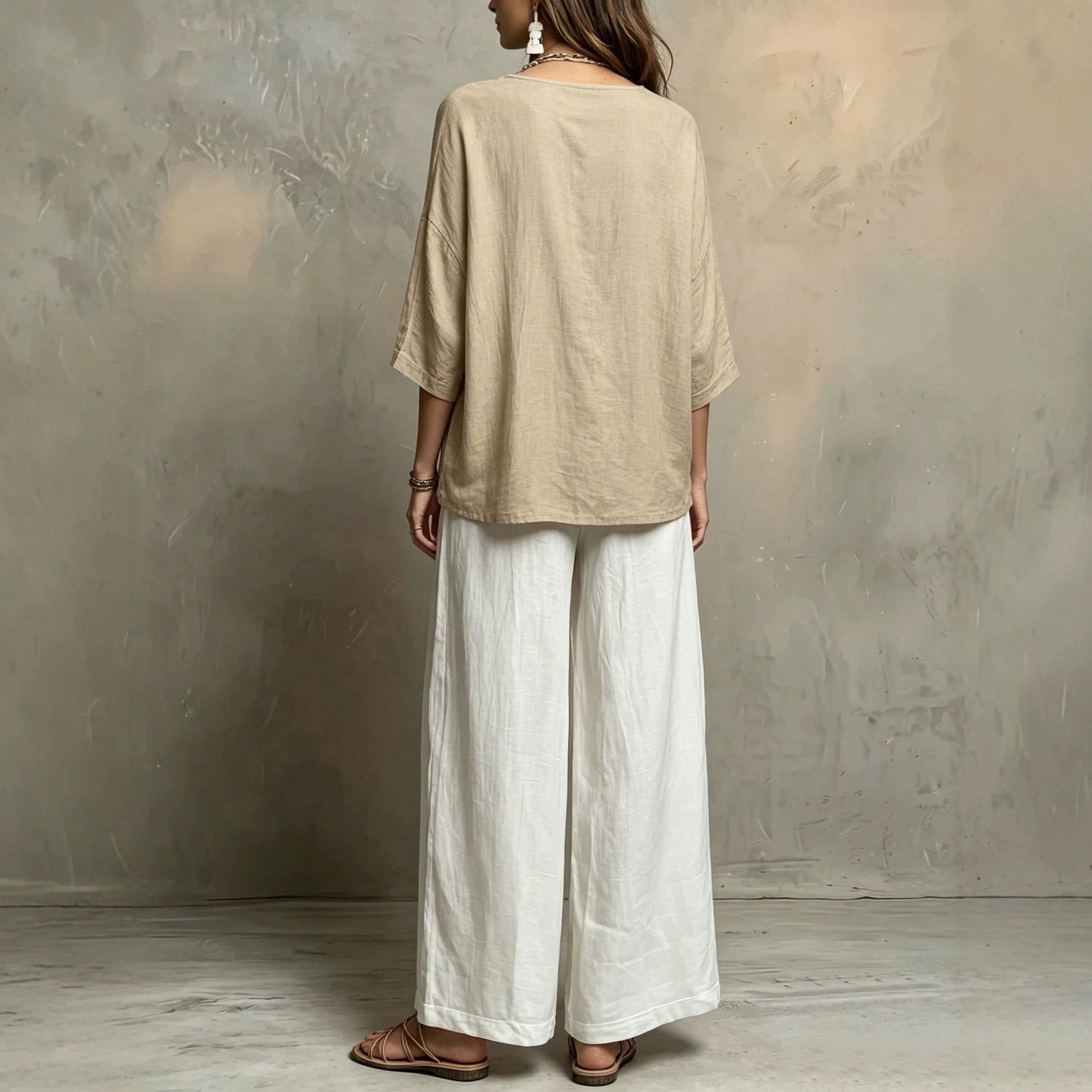 Bohemian Three-Quarter Sleeve Relaxed Top