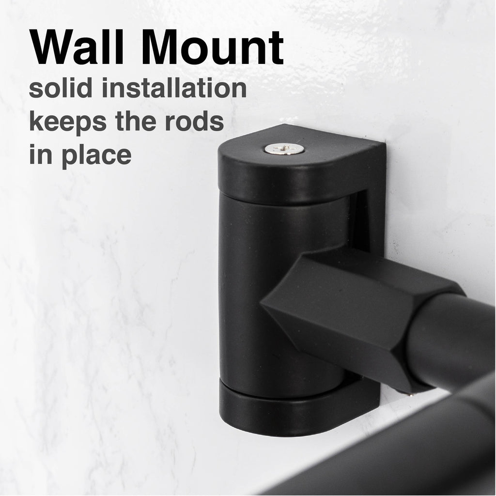 Double Curved Shower Rod – Adjustable 44" to 70", Matte Black
