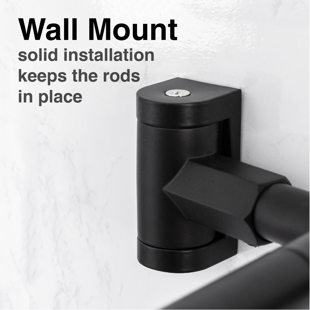 Double Curved Shower Rod – Adjustable 44" to 70", Matte Black