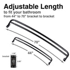 Double Curved Shower Rod – Adjustable 44" to 70", Matte Black