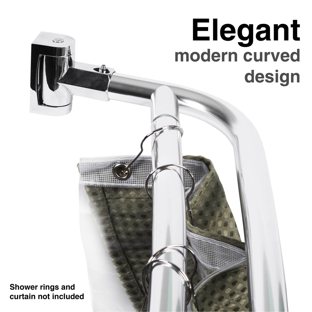 Double Curved Shower Rod – Adjustable 44" to 70", Chrome
