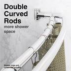 Double Curved Shower Rod – Adjustable 44" to 70", Chrome