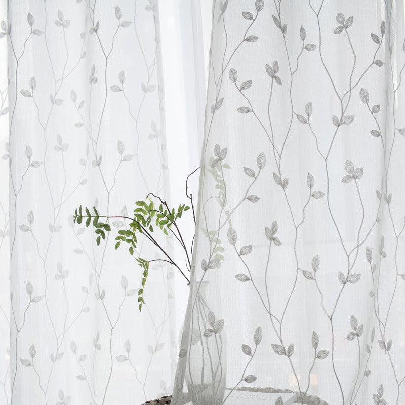 Pastoral Sheer Embroidered Curtain – Light-Filtering Design