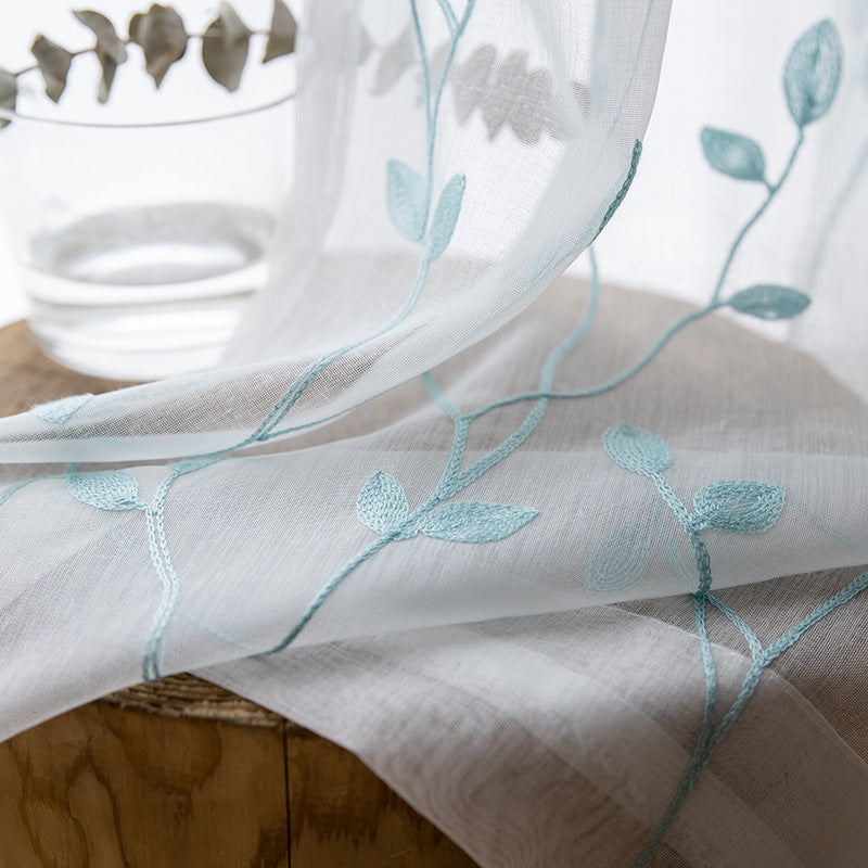 Pastoral Sheer Embroidered Curtain – Light-Filtering Design