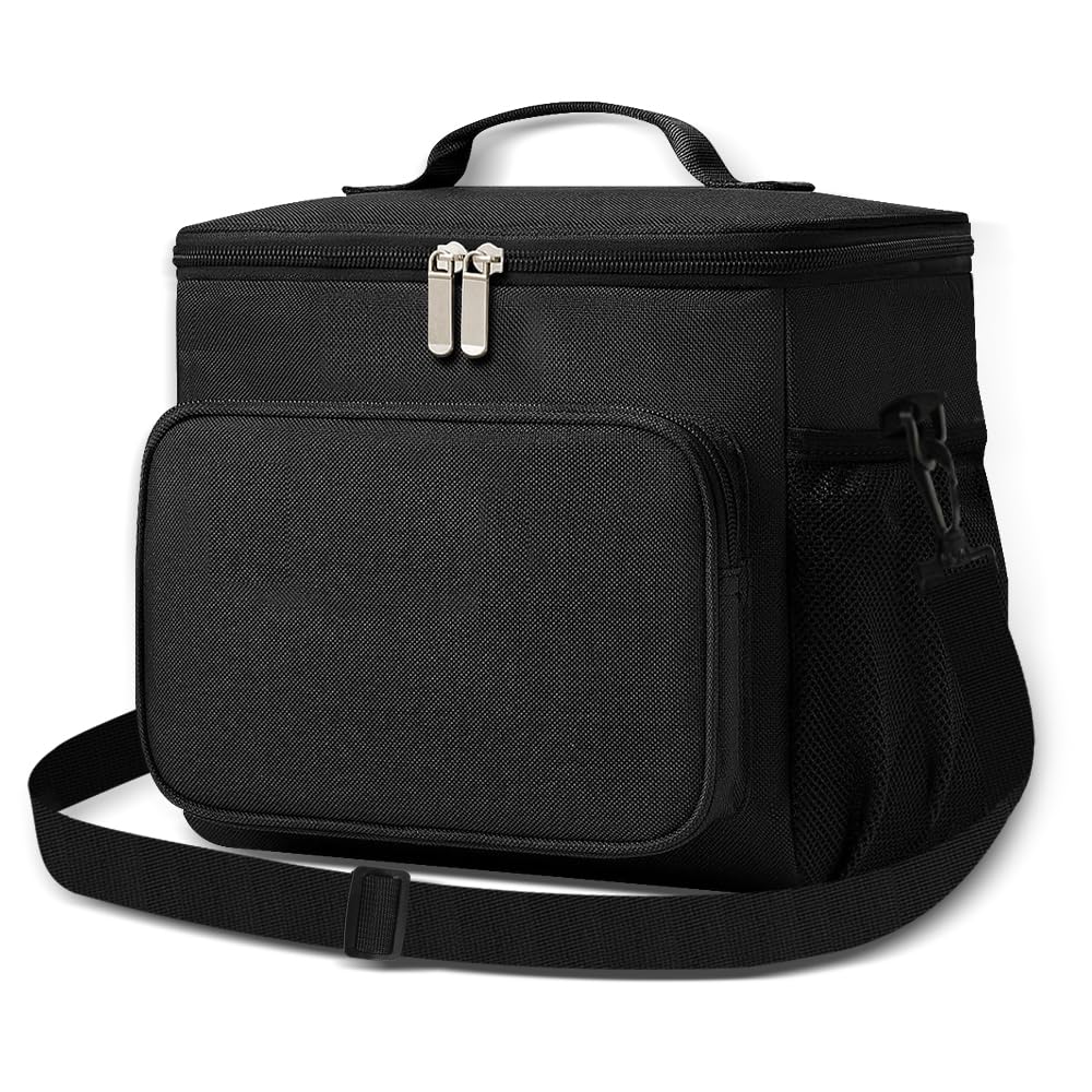 Insulated Lunch Cooler Bag with Shoulder Strap – Tiechi (12L, Black)